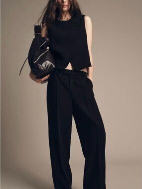 Zara NWT Black Wide-Leg Pants